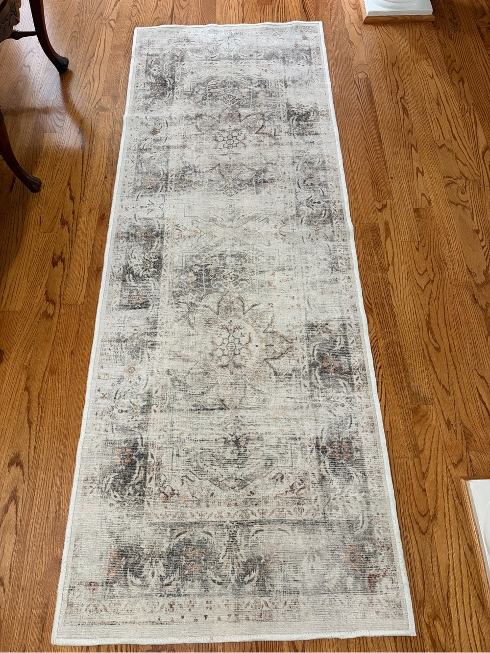Neutral Vintage-Inspired Ruggable Rug Covers-Distressed Floral Motif